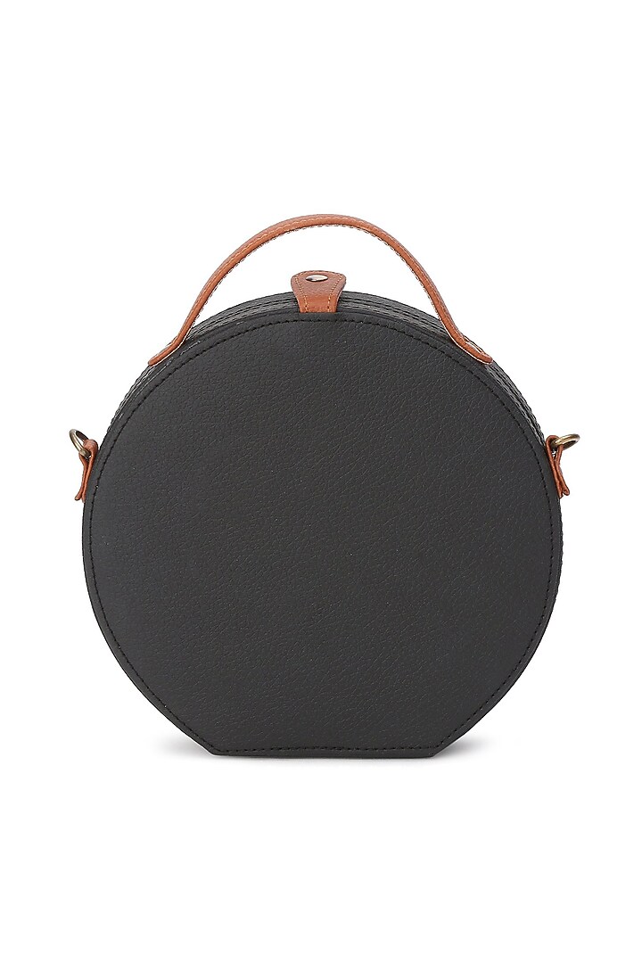 Black Vegan Leather Bead & Cotton Thread Embroidered Hand Bag by Gonecase Accessories at Pernia's Pop Up Shop