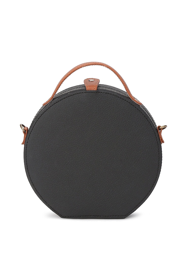 Black Vegan Leather Bead & Cotton Thread Embroidered Hand Bag by Gonecase Accessories at Pernia's Pop Up Shop