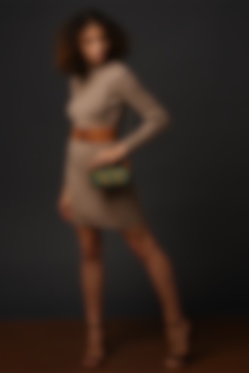 Black Vegan Leather Bead & Cotton Thread Embroidered Clutch by Gonecase Accessories at Pernia's Pop Up Shop