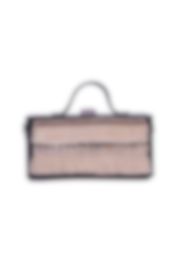 Black Vegan Leather Bead & Cotton Thread Embroidered Clutch by Gonecase Accessories at Pernia's Pop Up Shop