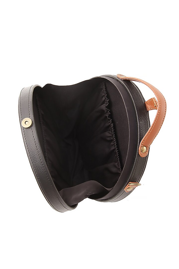 Black Vegan Leather Bead & Cotton Thread Embroidered Hand Bag by Gonecase Accessories at Pernia's Pop Up Shop