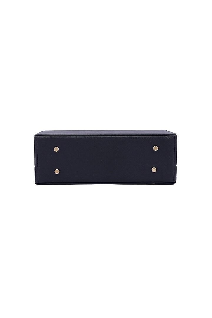 Black Vegan Leather Japanese Beads & Thread Embroidered Clutch by Gonecase Accessories at Pernia's Pop Up Shop