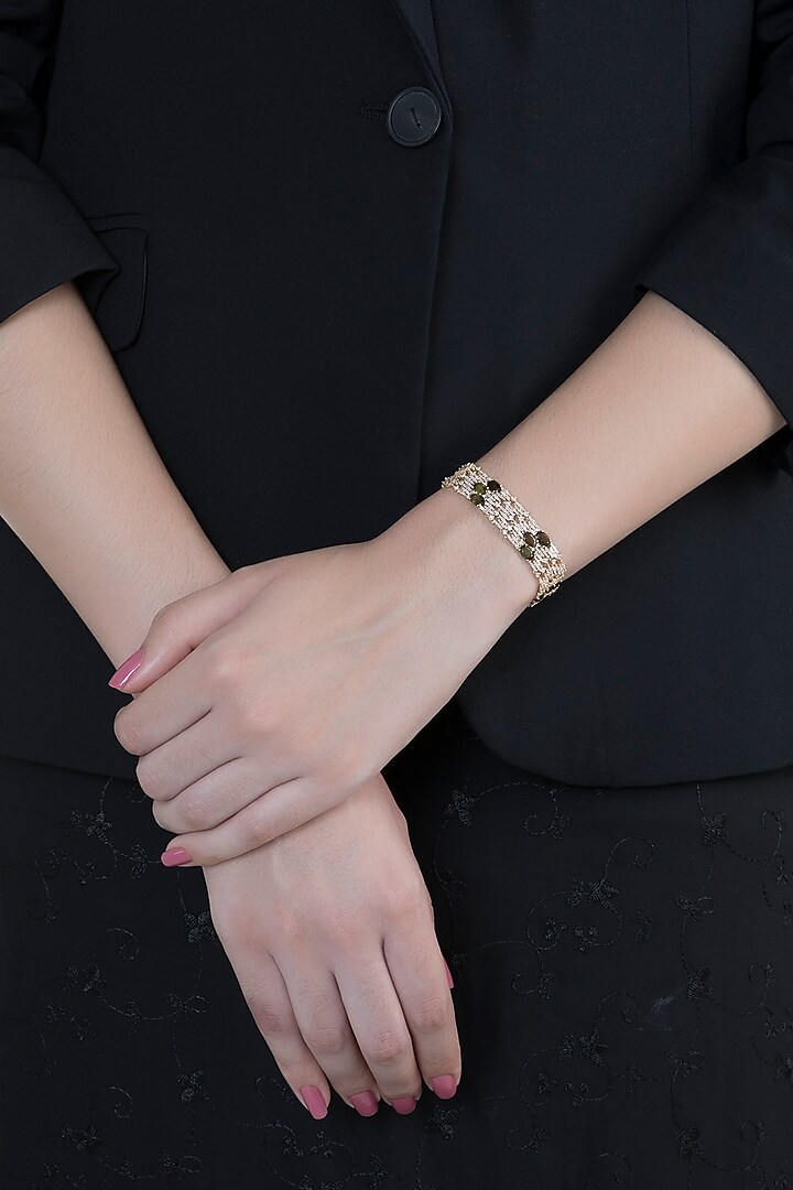 14Kt Gold Diamond & Tourmaline Flexible Bracelet by Golden Gazelle Fine Jewellery at Pernia's Pop Up Shop