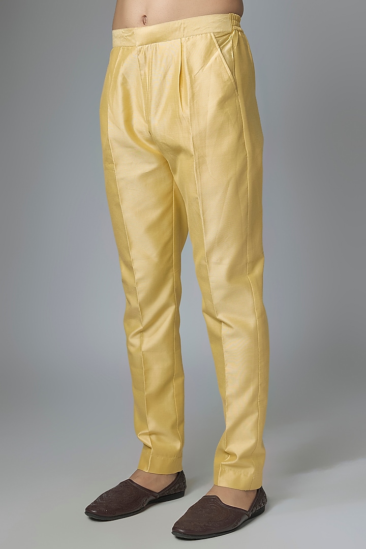 Orange Tussar Silk Marodi Embroidered Bundi Jacket Set by Gopi Vaid Men at Pernia's Pop Up Shop