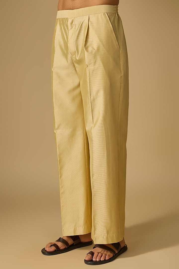 Gold Tissue Organza Marodi Work Kurta Set by Gopi Vaid Men at Pernia's Pop Up Shop