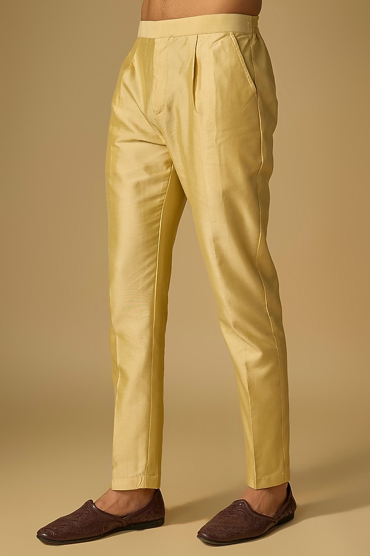 Rust Orange Tussar Silk Marodi Embroidered Bundi Jacket Set by Gopi Vaid Men at Pernia's Pop Up Shop