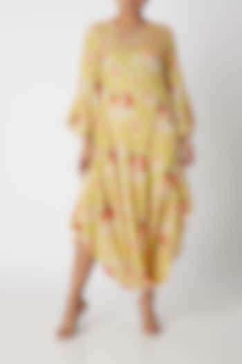 Yellow Full Sleeved Dress by GOPI VAID