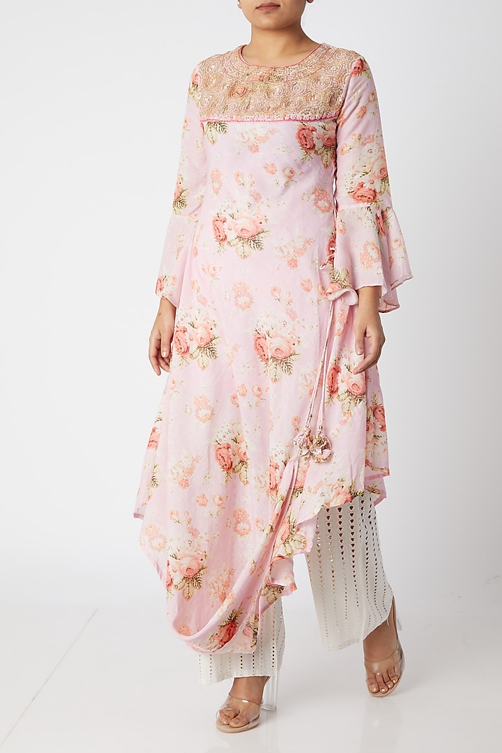 Blush Pink Asymmetric Dress by GOPI VAID