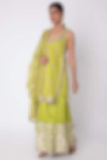 Lime Green Embroidered Kurta Set by GOPI VAID