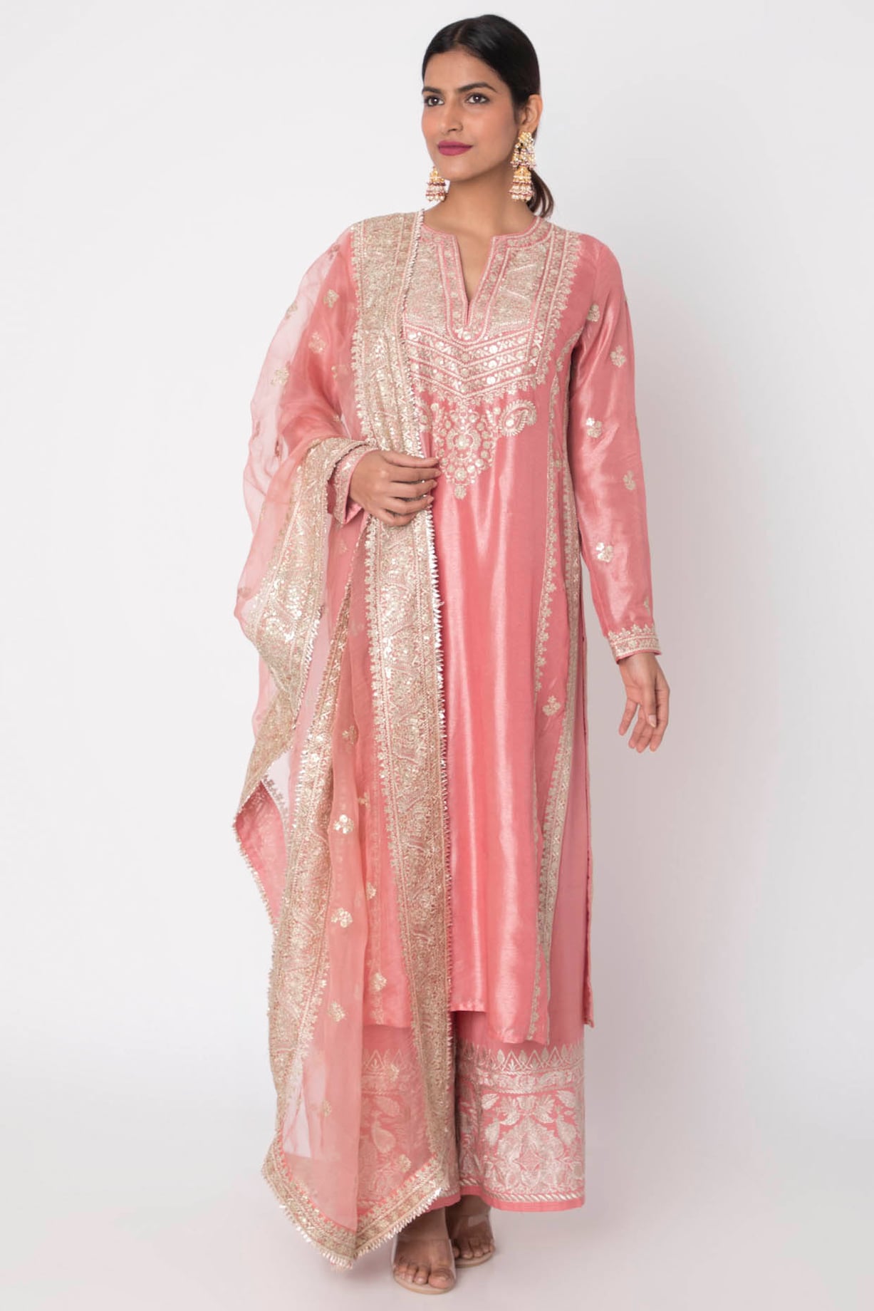 Sree Supima Cotton Salmon Pink Kurta Set main image 1