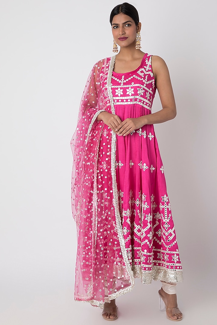 Rani Pink Embroidered Anarkali Set Design by GOPI VAID at Pernia's Pop ...