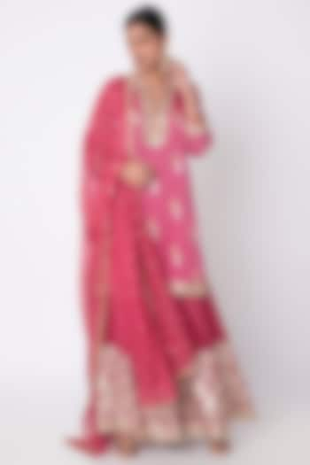 Rani Pink Embroidered Sharara Set by GOPI VAID at Pernia's Pop Up Shop