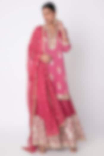 Rani Pink Embroidered Sharara Set by GOPI VAID