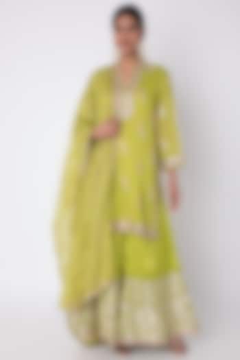 Mint Green Embroidered Sharara Set by GOPI VAID