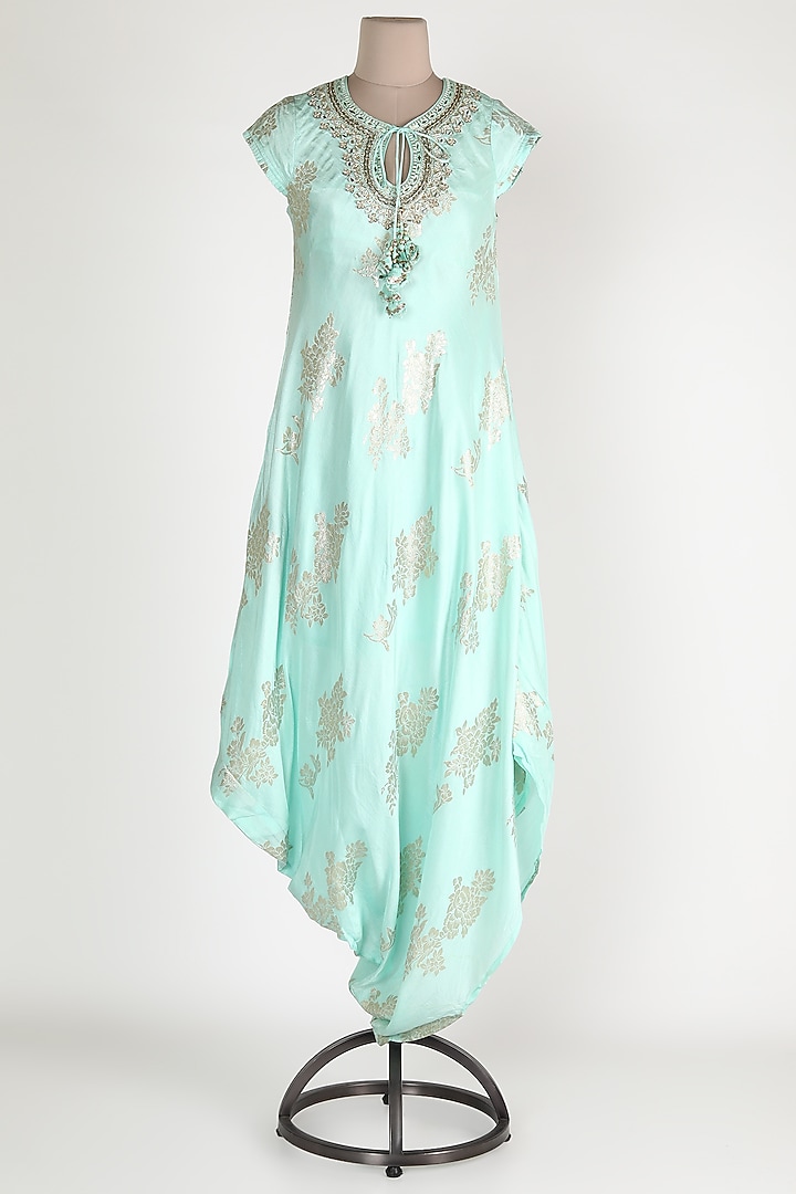 Light Blue Embroidered Dress by GOPI VAID at Pernia's Pop Up Shop