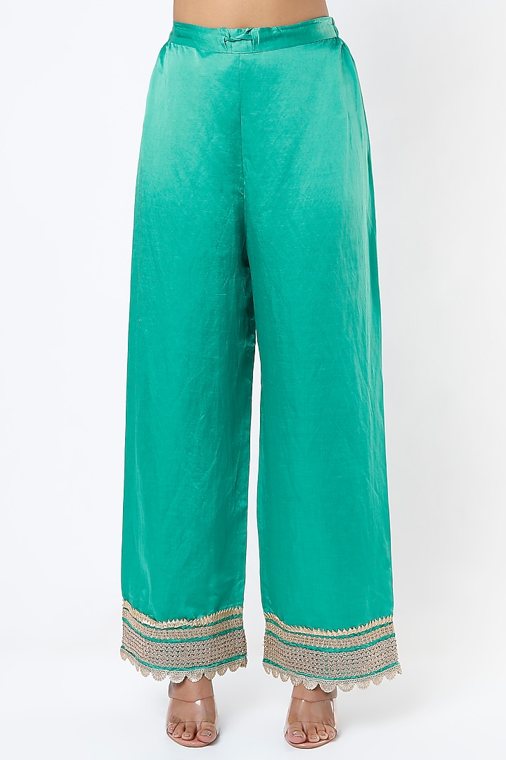 Medium Turquoise Embroidered Kaftan Set by GOPI VAID at Pernia's Pop Up Shop