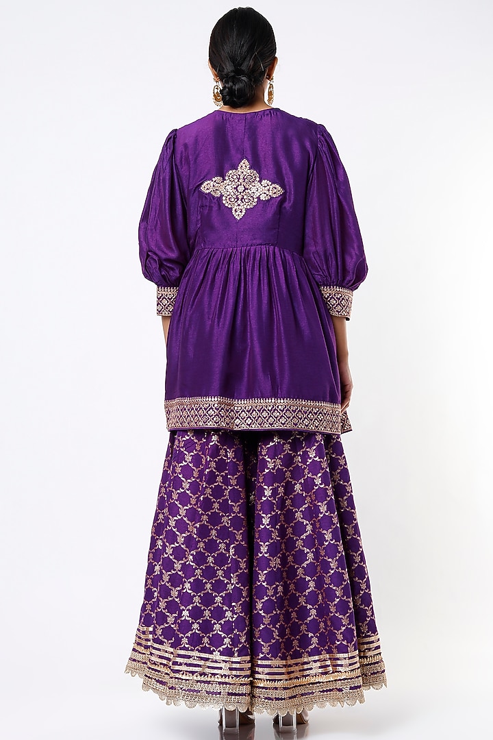 Purple Embroidered Gharara Set by GOPI VAID at Pernia's Pop Up Shop