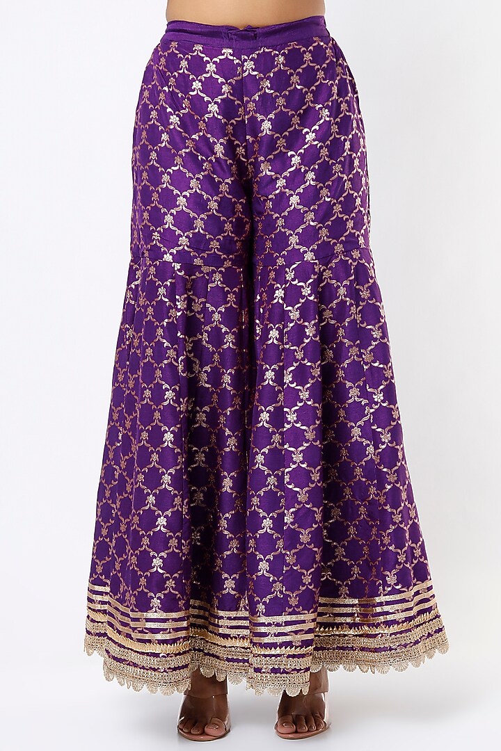 Purple Embroidered Gharara Set by GOPI VAID at Pernia's Pop Up Shop