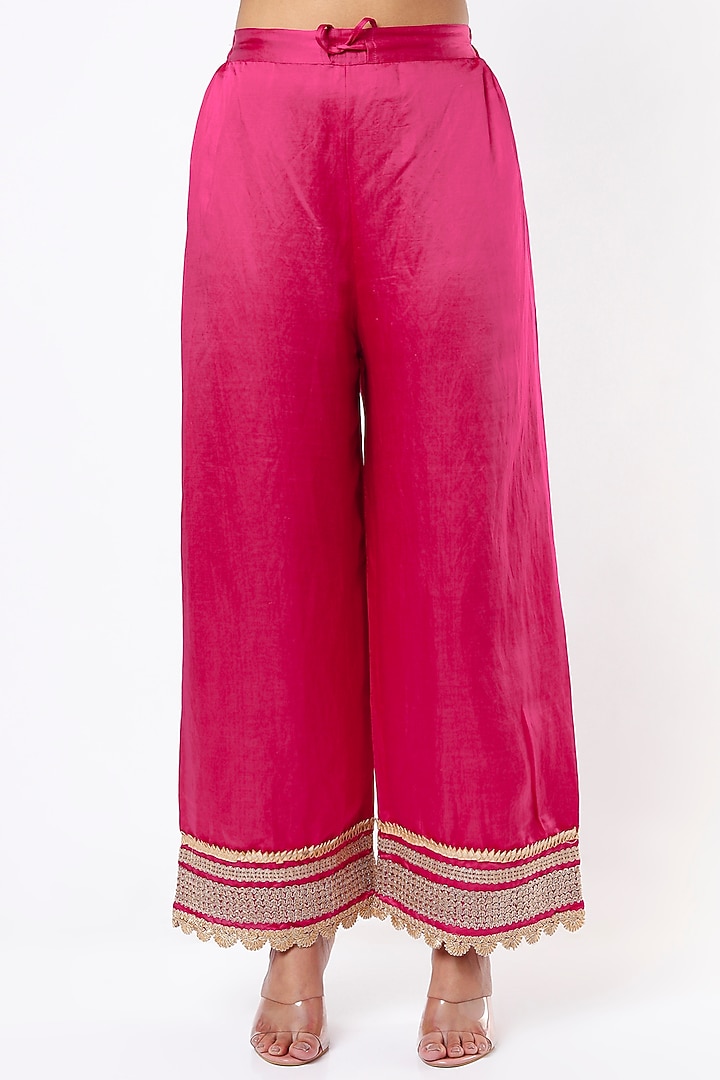 Rani Pink Embroidered Wedding Anarkali Set by GOPI VAID at Pernia's Pop Up Shop