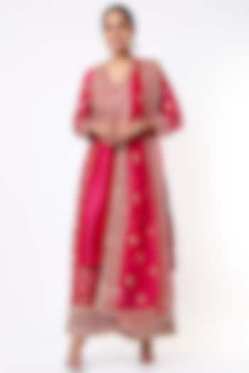 Rani Pink Cotton Silk Kurta Set by GOPI VAID