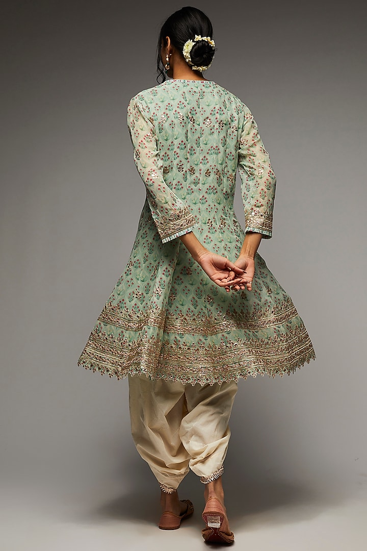Mint Green Embroidered Tunic Set by GOPI VAID at Pernia's Pop Up Shop