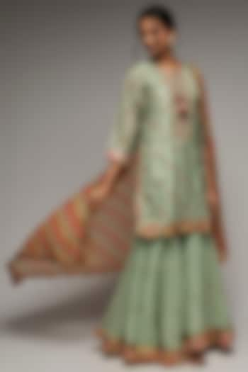 Green Cotton Embellished Sharara Set by GOPI VAID at Pernia's Pop Up Shop