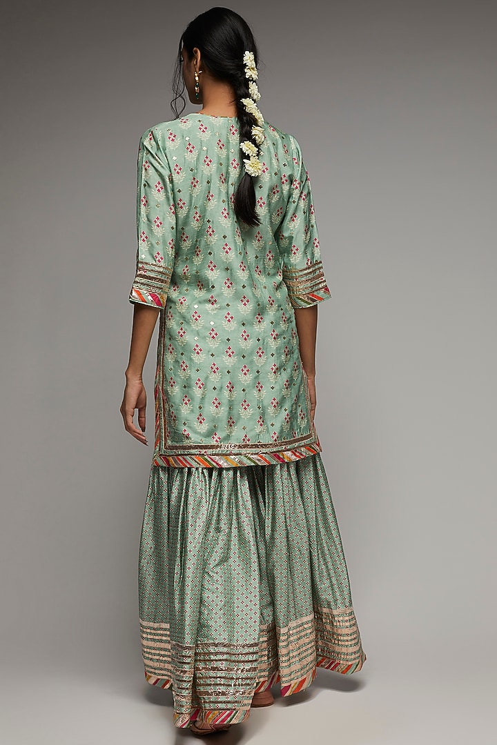 Blue Tussar Silk Gharara Set by GOPI VAID at Pernia's Pop Up Shop