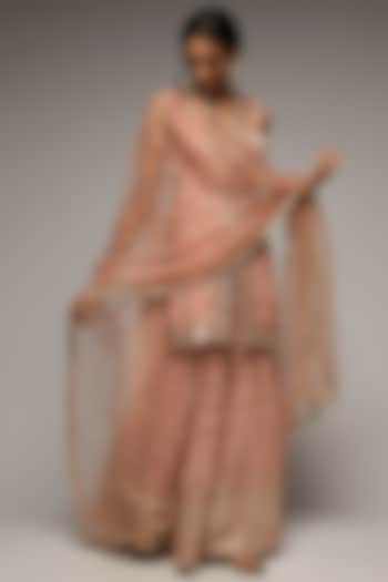 Pink Georgette Embellished Sharara Set by GOPI VAID at Pernia's Pop Up Shop