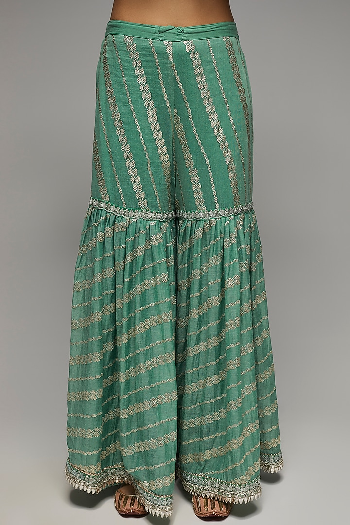 Green Jamdani Gharara Set by GOPI VAID at Pernia's Pop Up Shop