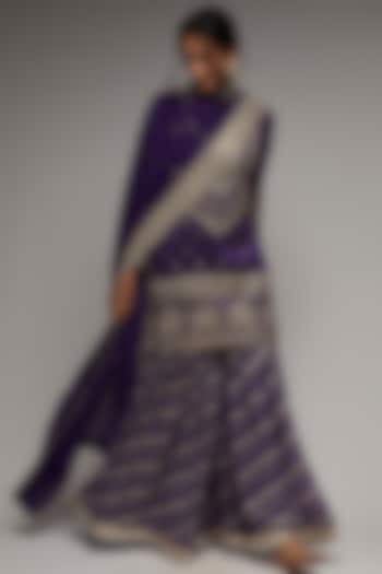 Purple Jamdani Gharara Set by GOPI VAID