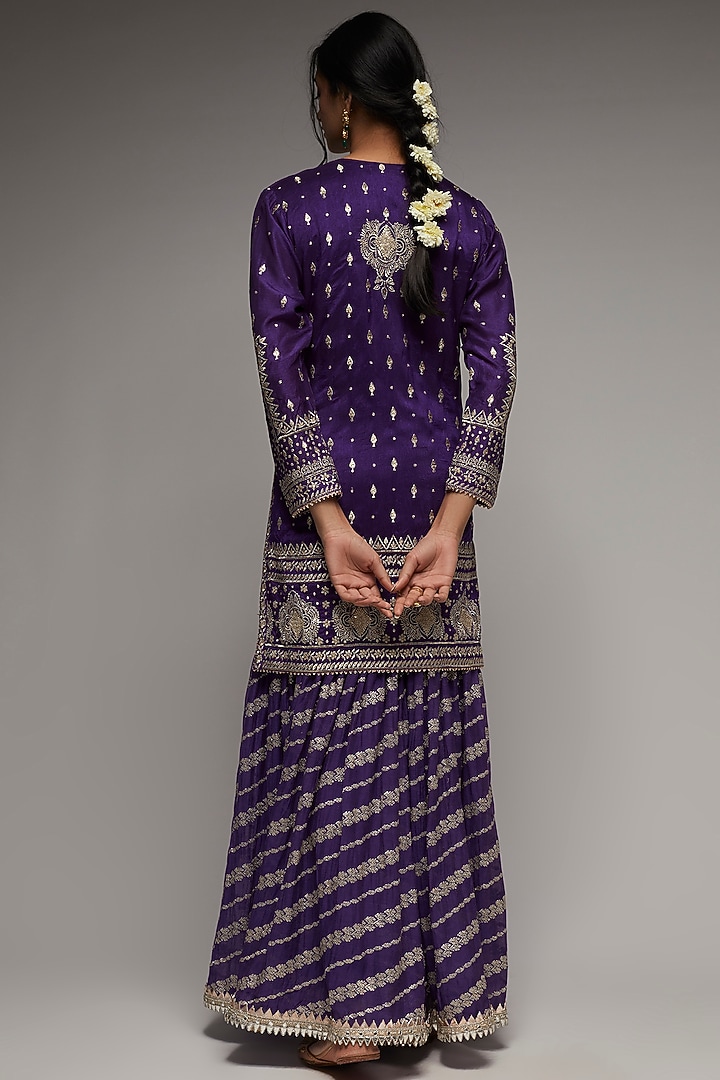 Purple Jamdani Gharara Set by GOPI VAID at Pernia's Pop Up Shop