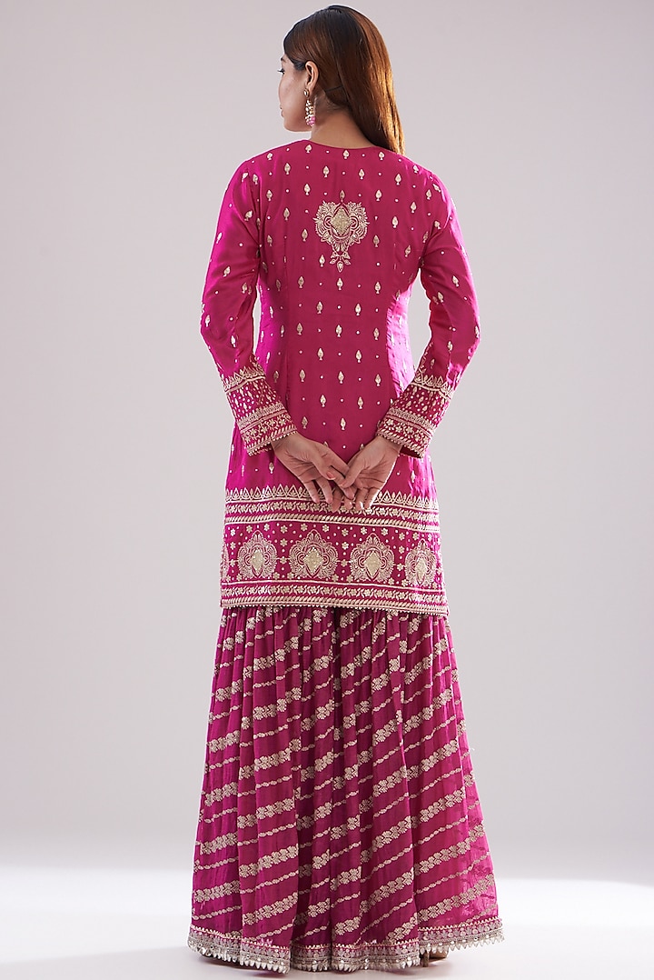 Pink Chanderi Jamdani Gharara Set by GOPI VAID at Pernia's Pop Up Shop