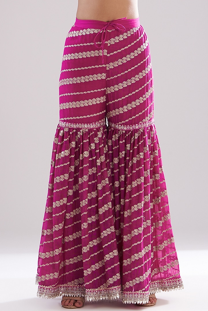Pink Chanderi Jamdani Gharara Set by GOPI VAID at Pernia's Pop Up Shop
