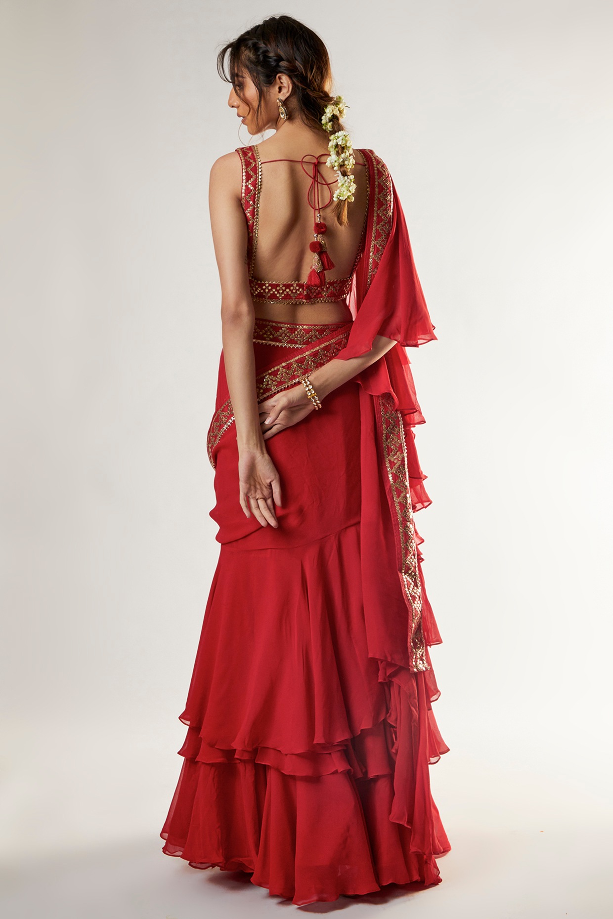 DESIGNER RUFFLE SAREE – ManMohit Fashion