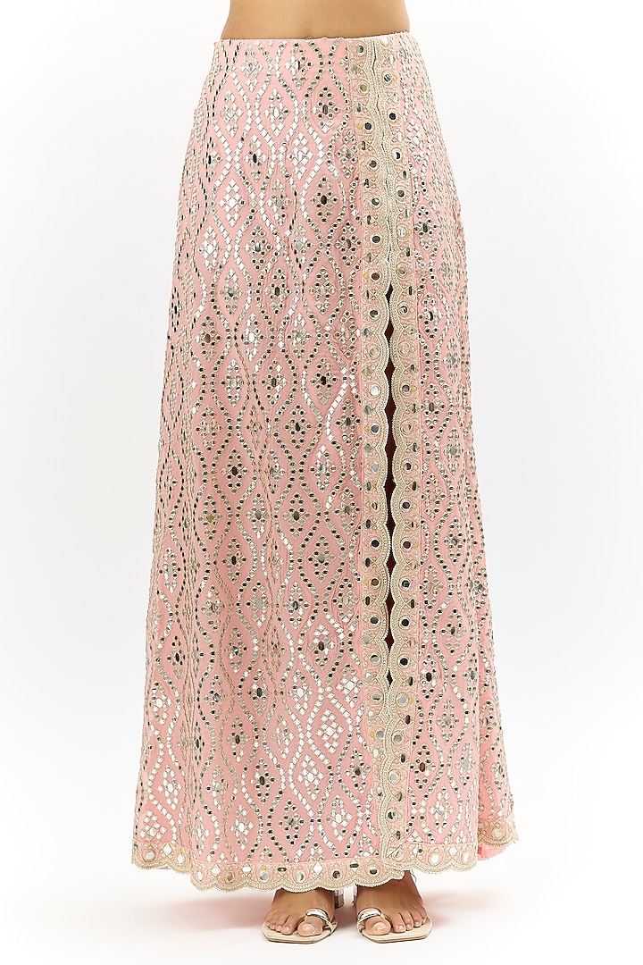 Pink Tussar Mirror Work Cape Set by Gopi Vaid at Pernia's Pop Up Shop