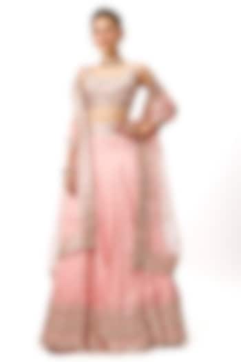 Pink Tussar Wedding Lehenga Set by GOPI VAID at Pernia's Pop Up Shop