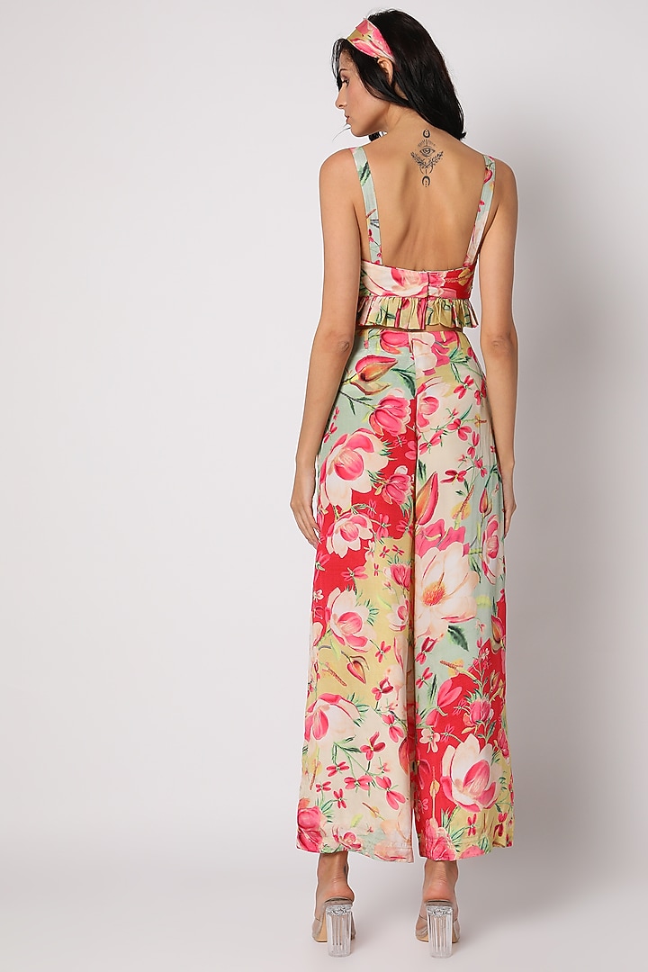 Multi-Colored Cotton Silk Floral Printed Pant Set by GOPI VAID at Pernia's Pop Up Shop
