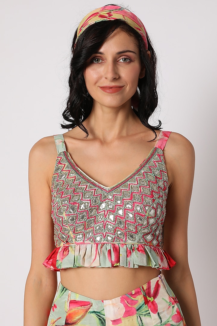 Multi-Colored Cotton Silk Floral Printed Pant Set by GOPI VAID at Pernia's Pop Up Shop