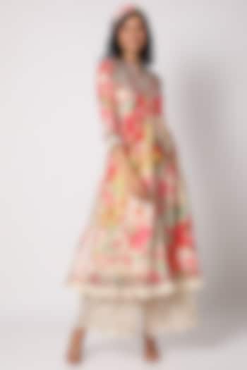 Multi Colored Floral Printed Gathered Tunic Set by GOPI VAID at Pernia's Pop Up Shop