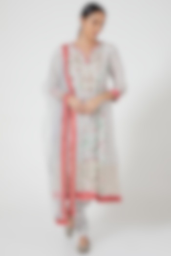 Sky Blue Embellished Wedding Anarkali Set by GOPI VAID at Pernia's Pop Up Shop