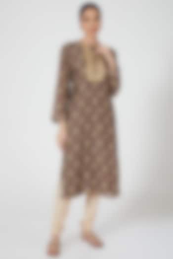 Brown Embellished Tunic by GOPI VAID at Pernia's Pop Up Shop