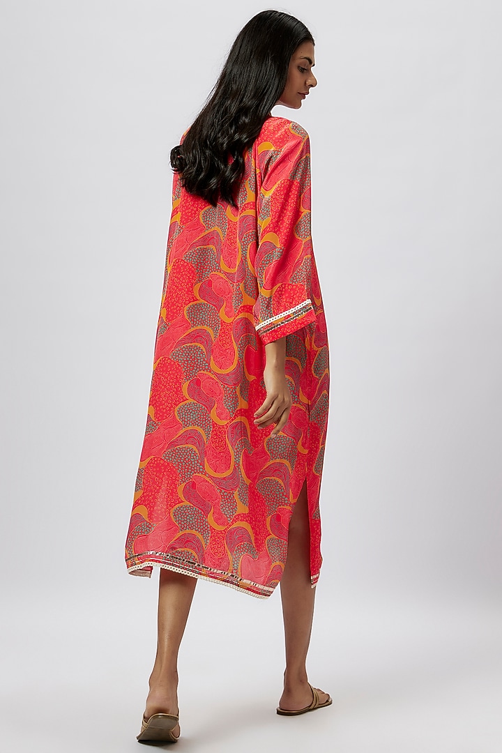 Red Cotton Silk Multi-Colored Shirt Tunic by GOPI VAID at Pernia's Pop Up Shop