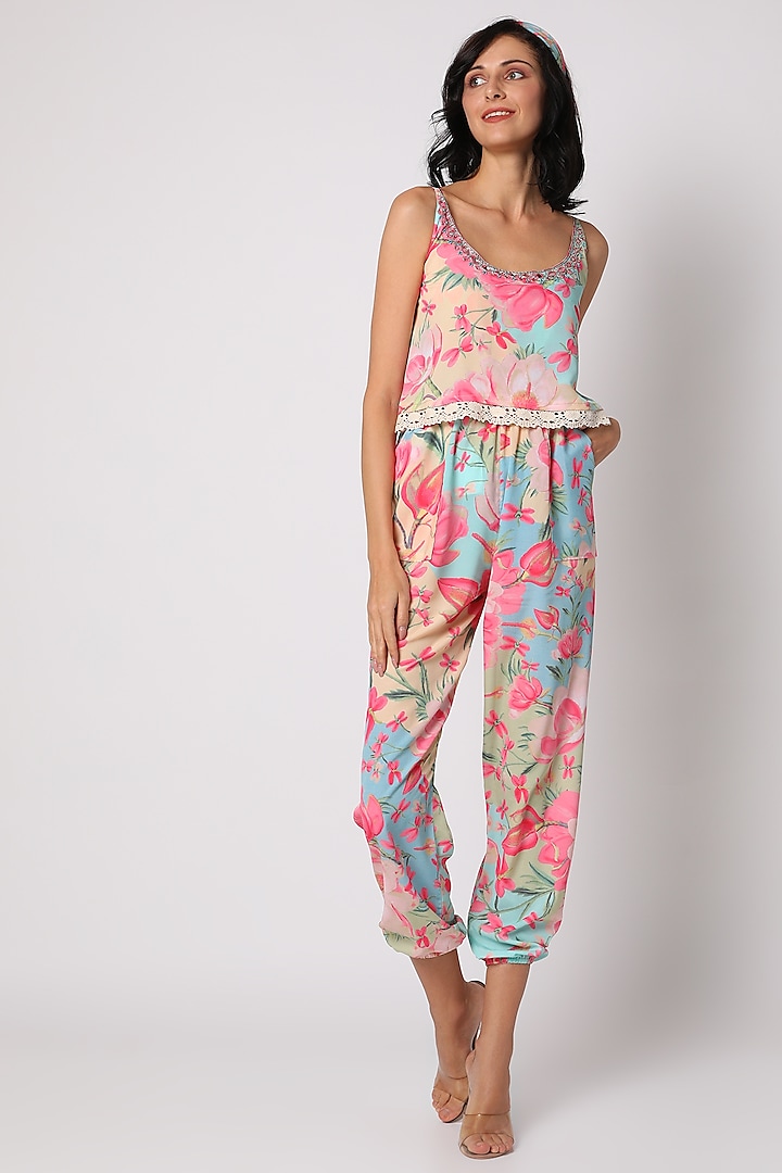 Multi Colored Floral Printed Jumpsuit by GOPI VAID