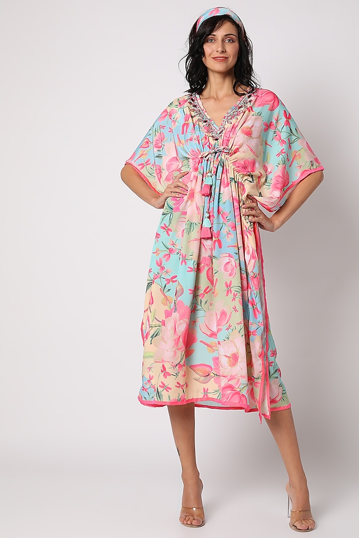 Multi Colored Floral Printed Kaftan by GOPI VAID at Pernia's Pop Up Shop