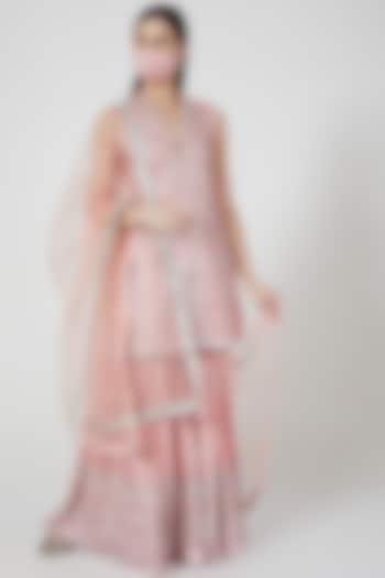 Blush Pink Cotton Silk Mirror & Gota Embellished Gharara Set by GOPI VAID