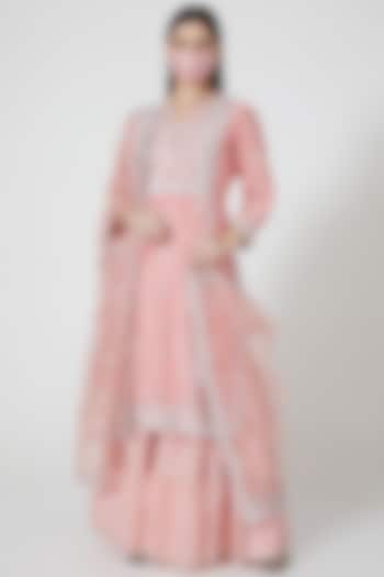 Blush Pink Embroidered Sharara Set by GOPI VAID