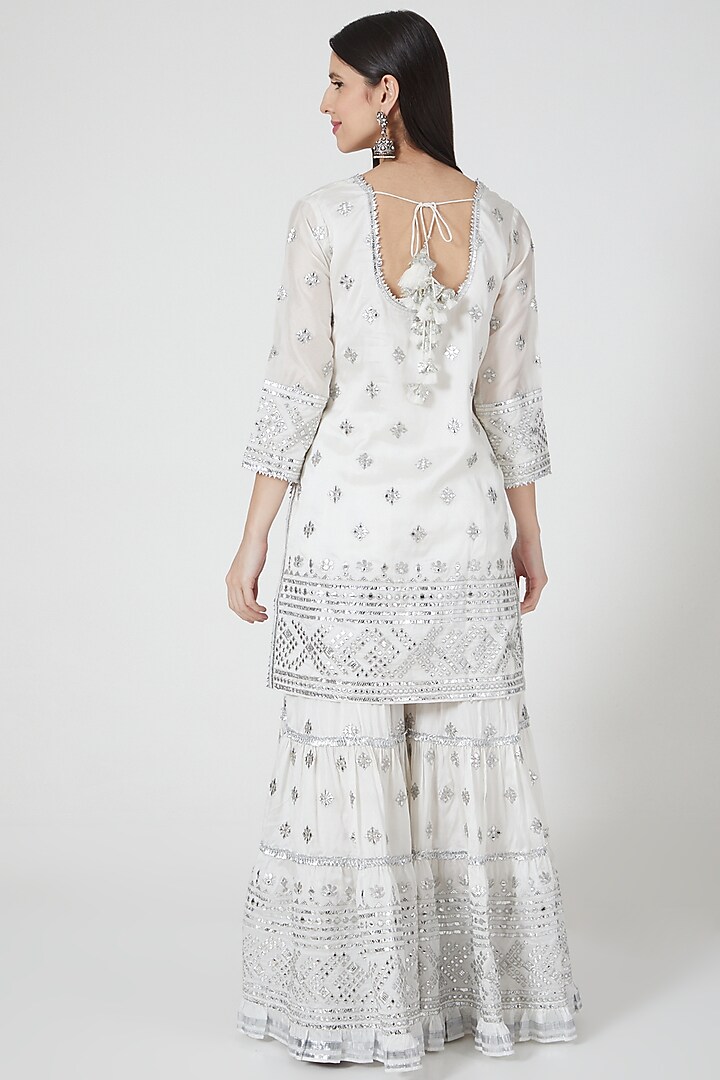 White Embellished Wedding Sharara Set by GOPI VAID at Pernia's Pop Up Shop