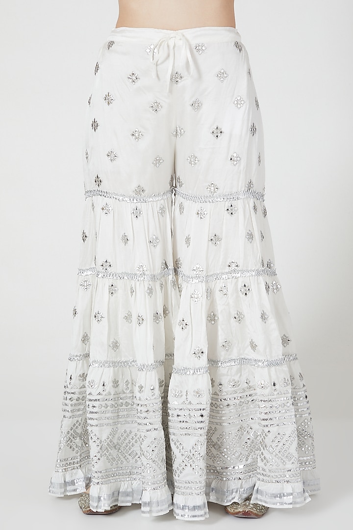 White Embellished Wedding Sharara Set by GOPI VAID at Pernia's Pop Up Shop