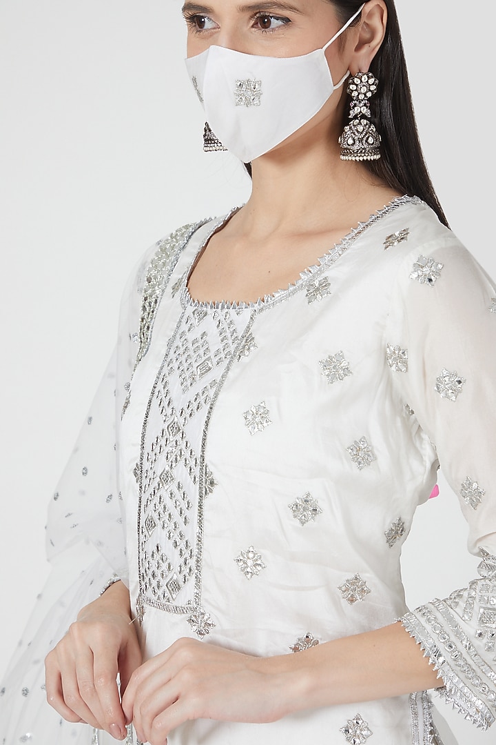 White Embellished Wedding Sharara Set by GOPI VAID at Pernia's Pop Up Shop