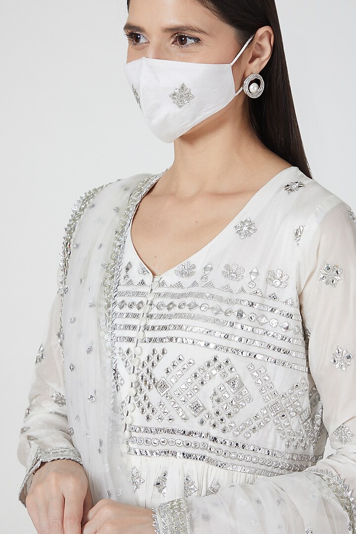 Ivory Embellished Wedding Anarkali Set by GOPI VAID at Pernia's Pop Up Shop